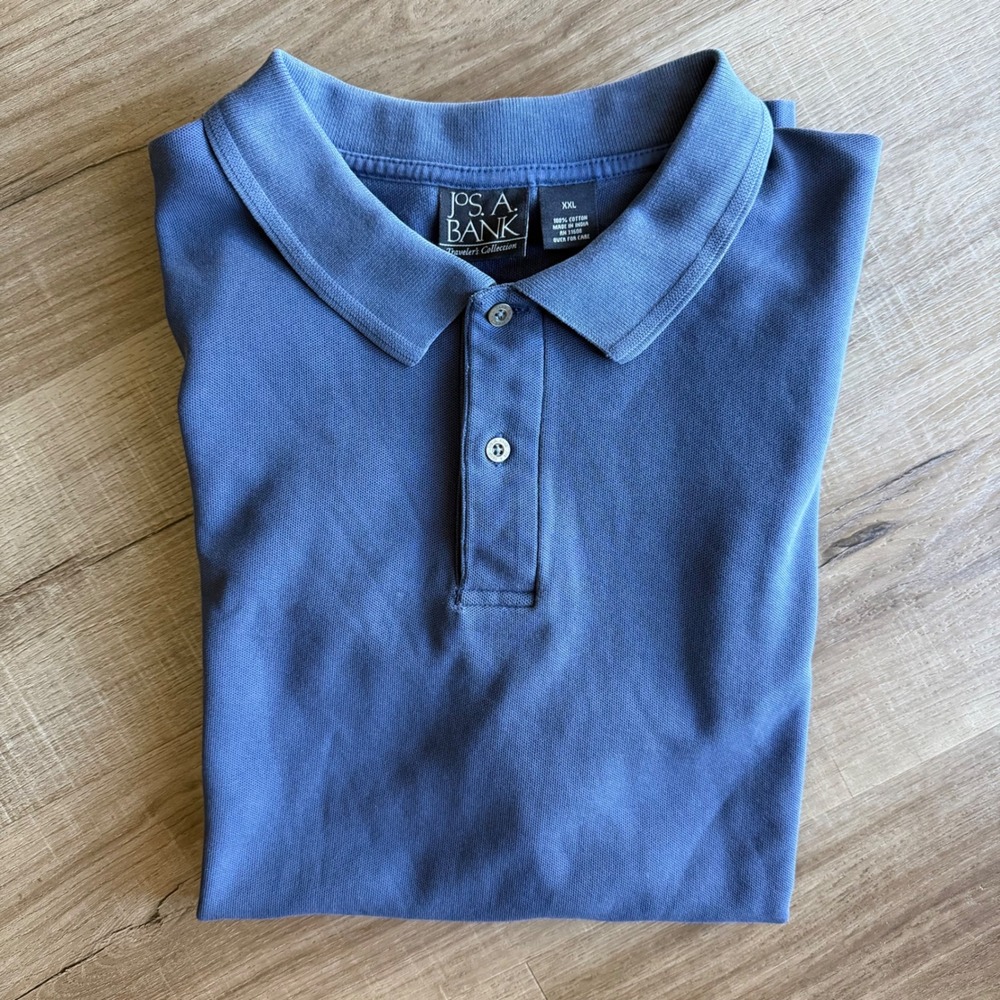 Jos A Bank Travelers Collection Mens XXL Blue Cotton Pique SL Polo Shirt
